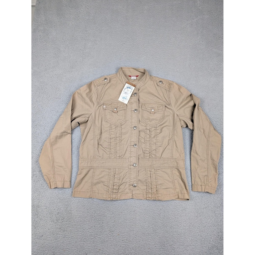 Unionbay Jacket Womens 1X Tan Suntan Utility Button Front‎ Cotton Juniors Top